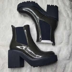 Stylish Olive Green Platform Ankle Boots